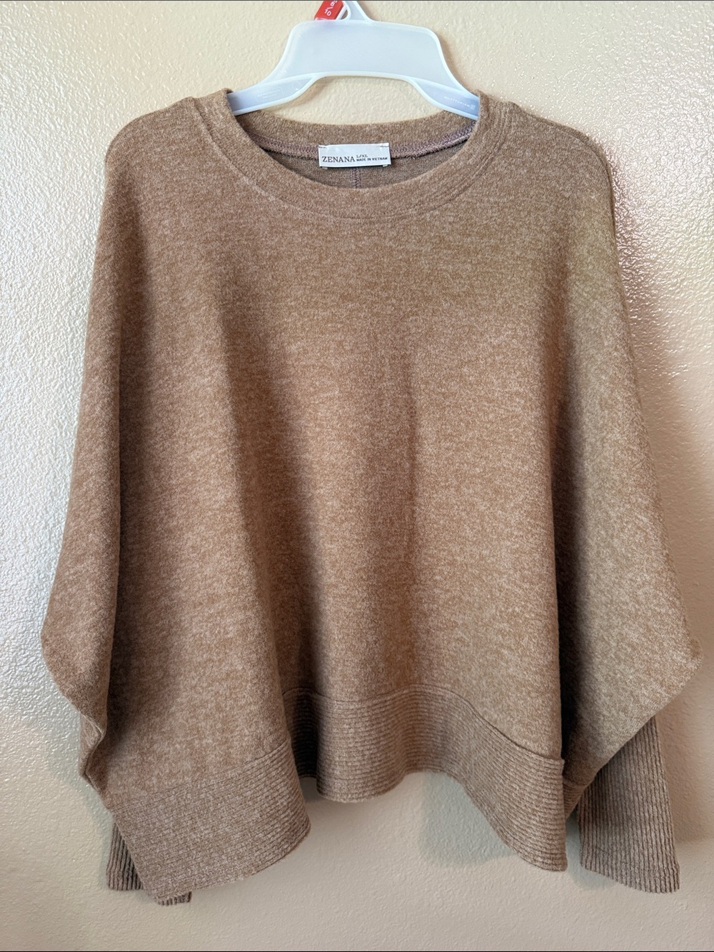 Zenana Outfitters Tan Crewneck Pullover Sweater